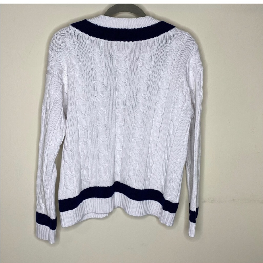 Polo by Ralph Lauren White and Navy V-Neck Sweater - Picture 3 of 6
